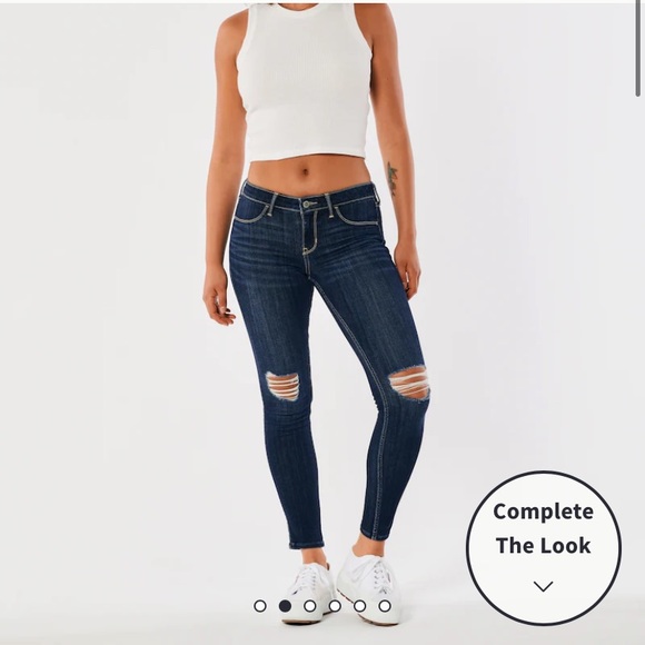 Hollister LOW-RISE RIPPED MEDIUM WASH JEAN LEGGINGS - Picture 2 of 7